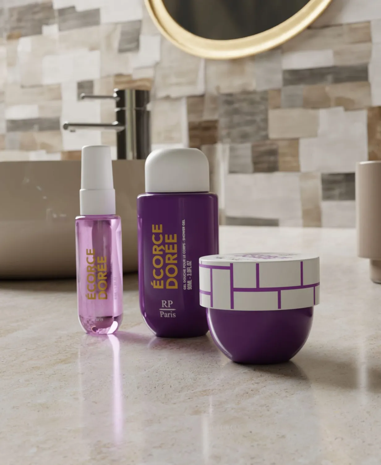 RP Pop Écorce dorée travel set – duft, gel, smør