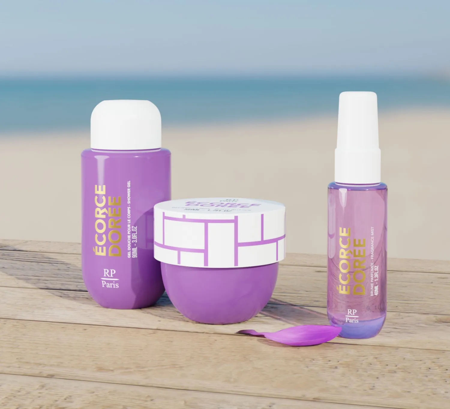 RP Pop Écorce dorée travel set – duft, gel, smør